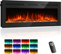 Elektrischer Kamin mit 3D-Flammeneffekt, 12 Farben, Fernbedienung & Timer, 900W/1800W, 50 Zoll