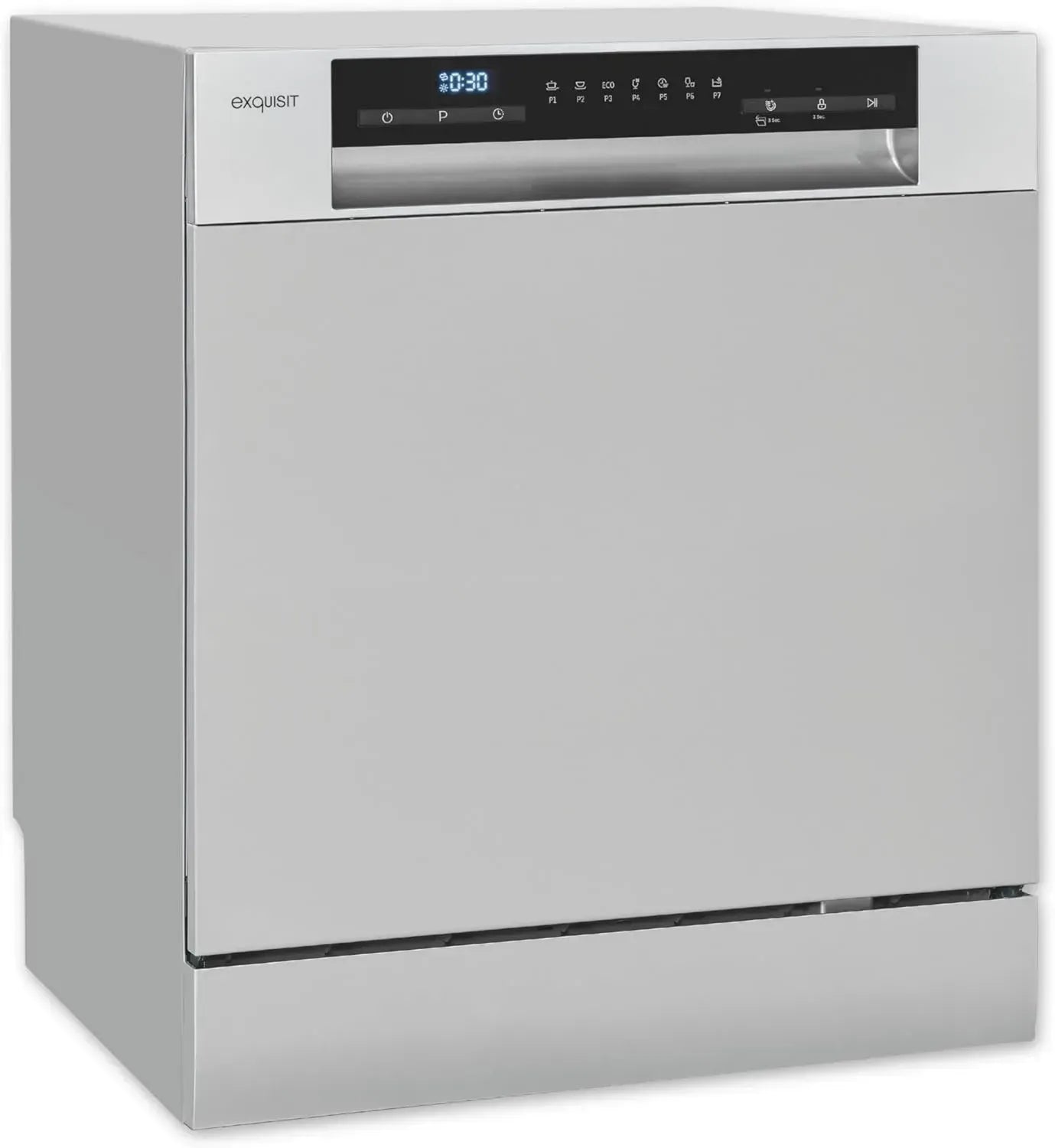 Kompakter Tischgeschirrspüler GSP508-030D in Silber mit LED-Anzeige, 8 Maßgedecke, 55 cm freistehend