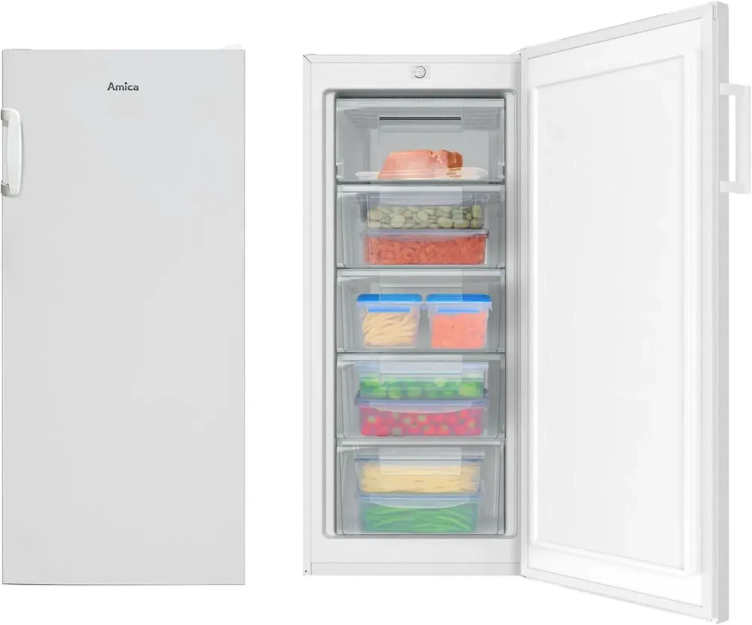 Amica 145L Gefrierschrank, 55cm Breite, Energieklasse C, Weiß mit 4 Fächern