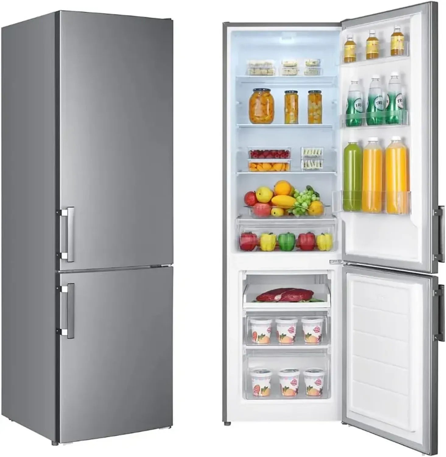 WOLKENSTEIN KGK280D Kühl-Gefrierkombination, 191L Kühlraum + 71L Gefrierfach, 180x55cm, Energiesparend, 40dB, Inox Design, Silber