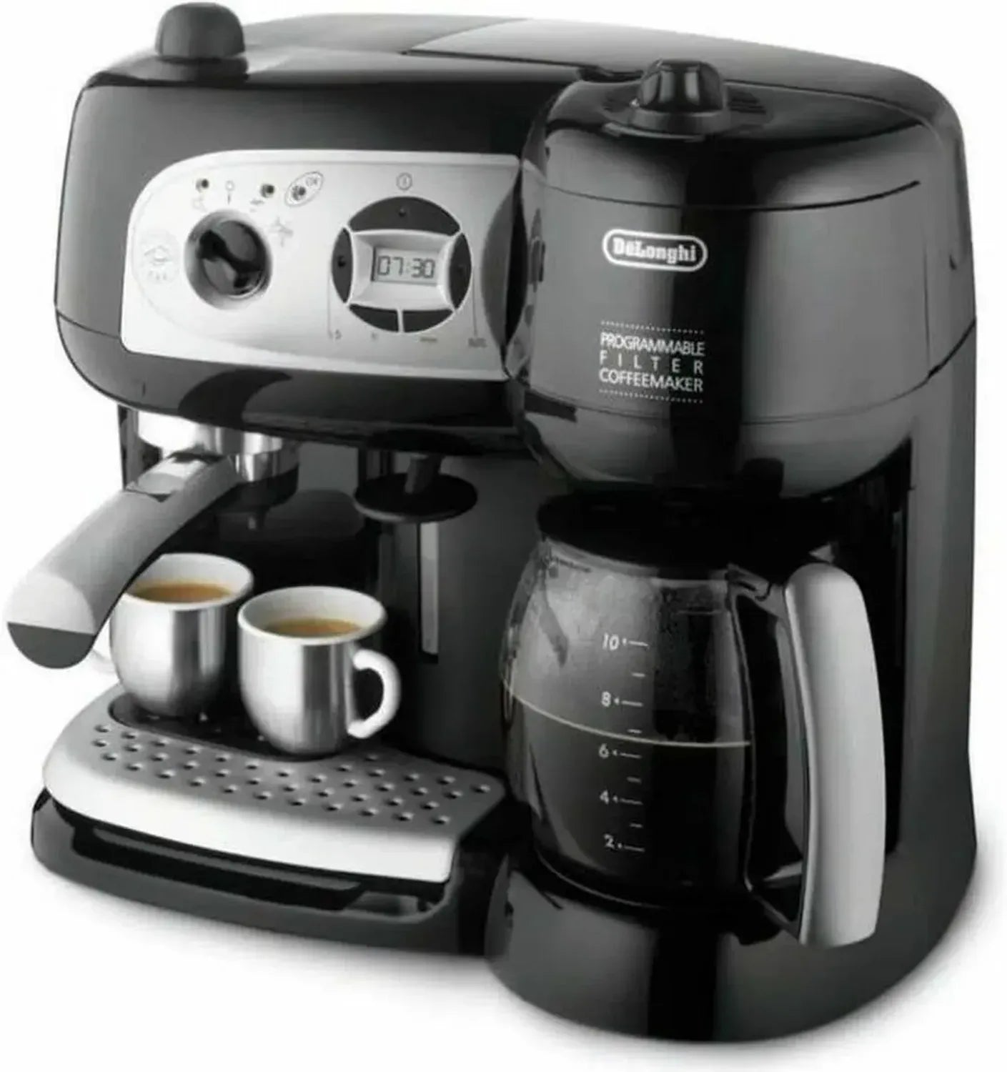 De'Longhi 2-in-1 Espresso- und Kaffeemaschine mit Pumpe, Schwarz, 38x24x35 cm