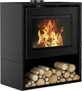 Sannover Kaminofen Arclas 12 kW mit 60 cm Holzscheiten - Schwarz Keramik Design