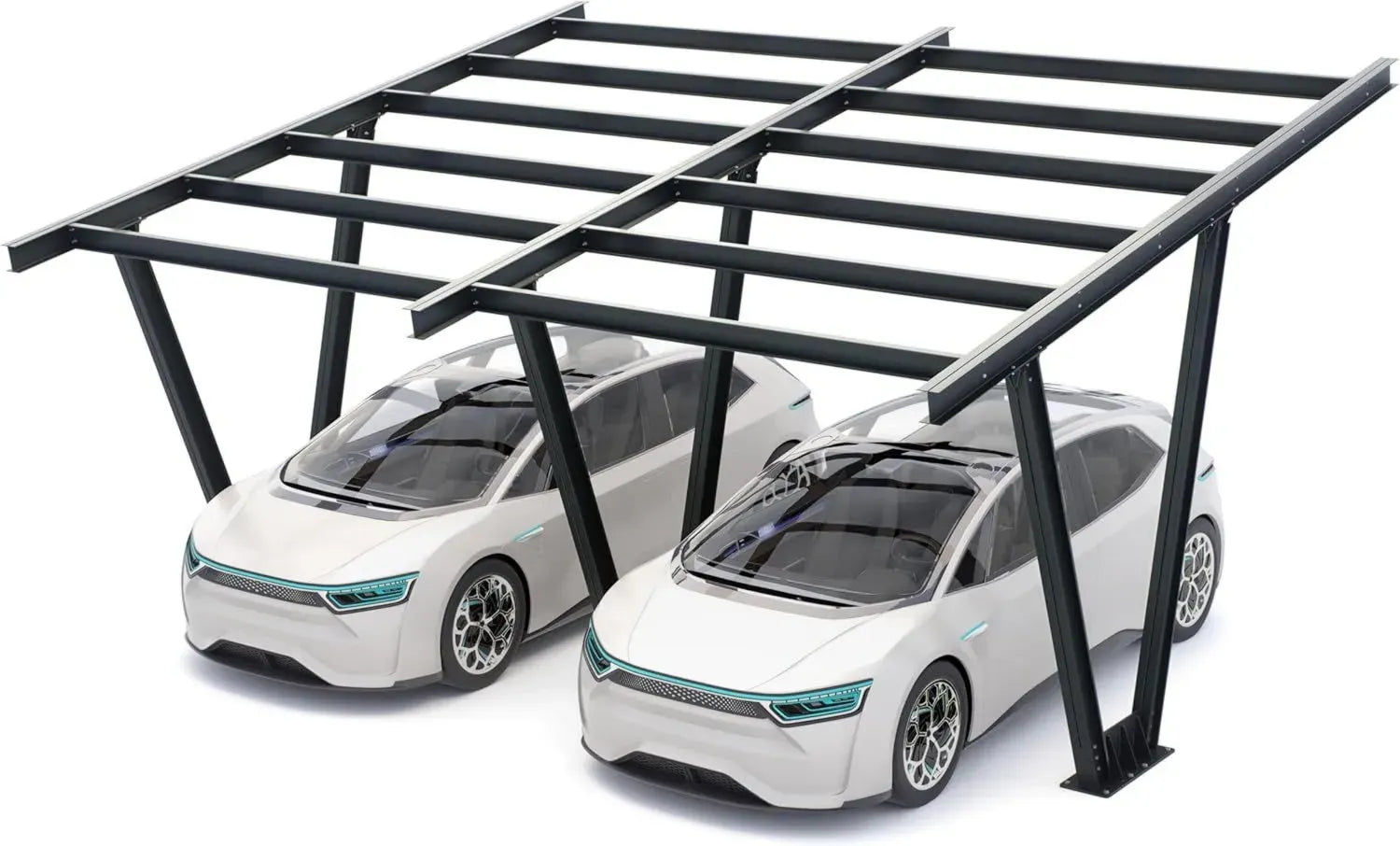 Metall-Carport Anthrazit für 2 Autos, Modell Todome 06