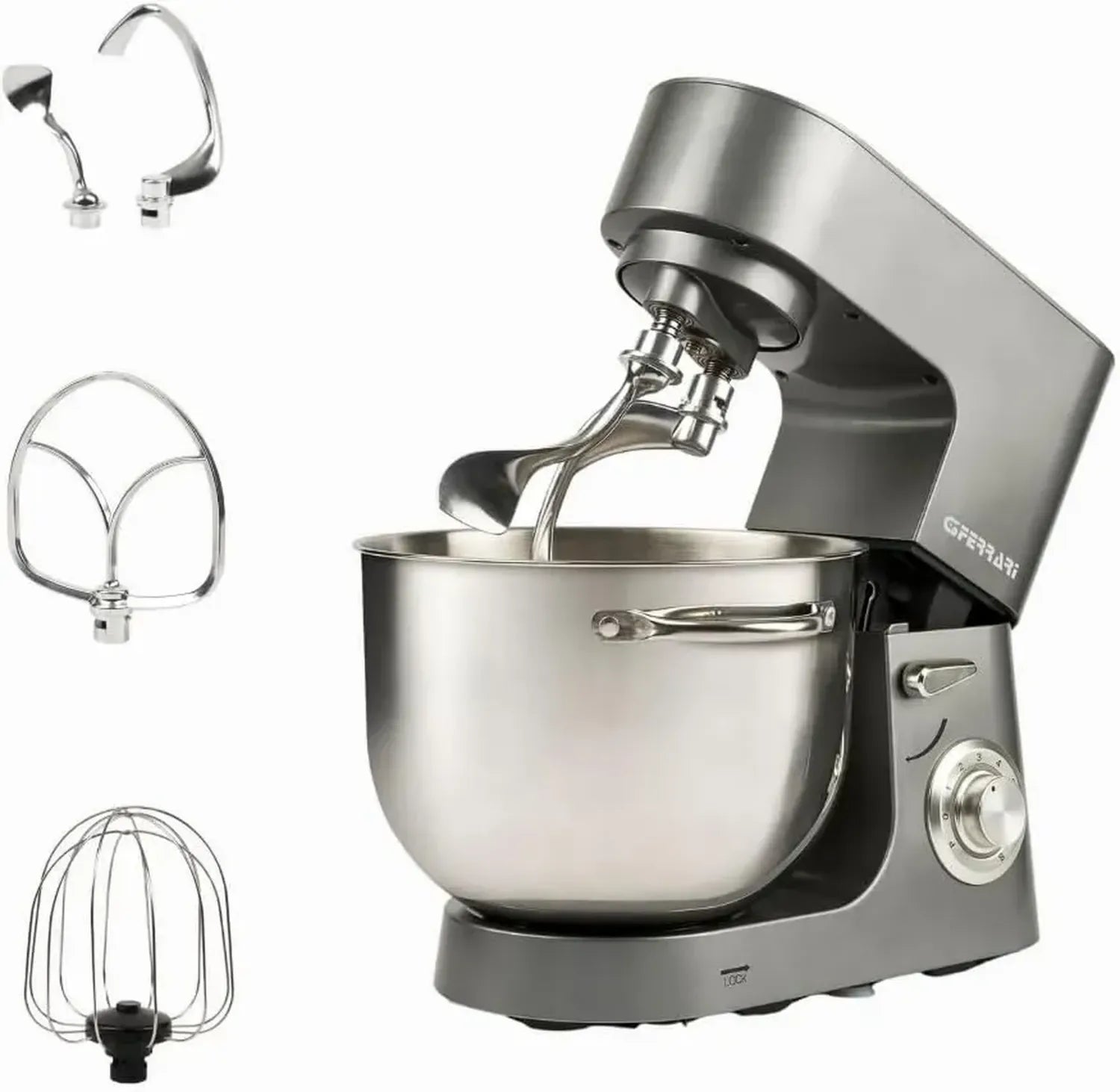 G3 Ferrari G20164 Küchenmaschine, 1800 W, 8L Edelstahlschüssel, 8 Geschwindigkeiten, Pulsfunktion, Doppelhaken