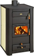 Prity S3 W21 Zentralheizungs-Holzofen, Kaminofen für Festbrennstoffe, Beige/Schwarz