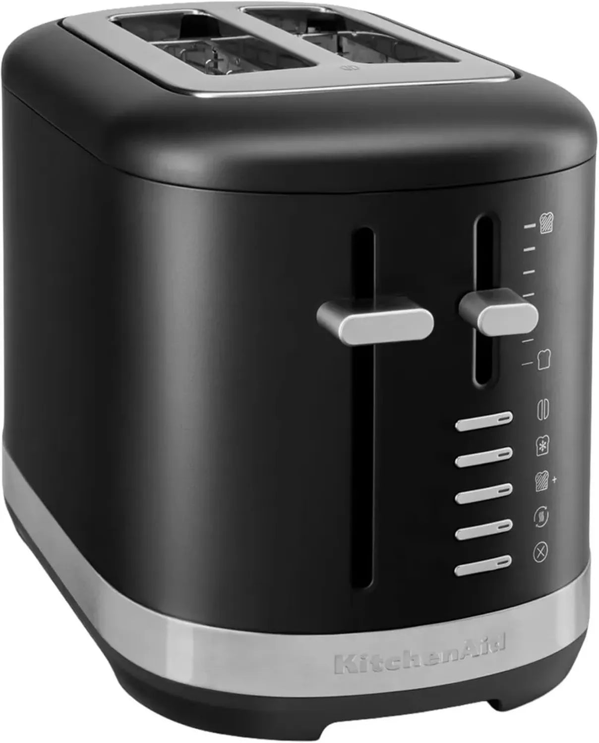 KitchenAid 2-Scheiben-Toaster, extra breite Slots, 7 Bräunungsstufen, Warmhalte- und Auftaufunktion, Metallgehäuse, Retro-Stil, Schwarz