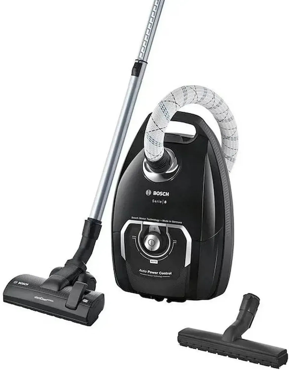 Bosch Serie 8 Classic Staubsauger mit Beutel, extra langes Kabel, waschbarer HEPA13-Filter, Schwarz