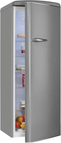 Retro-Kühlschrank 229L, Grau, ohne Gefrierfach, 5 Regale, Gemüsefach, Temperaturkontrolle