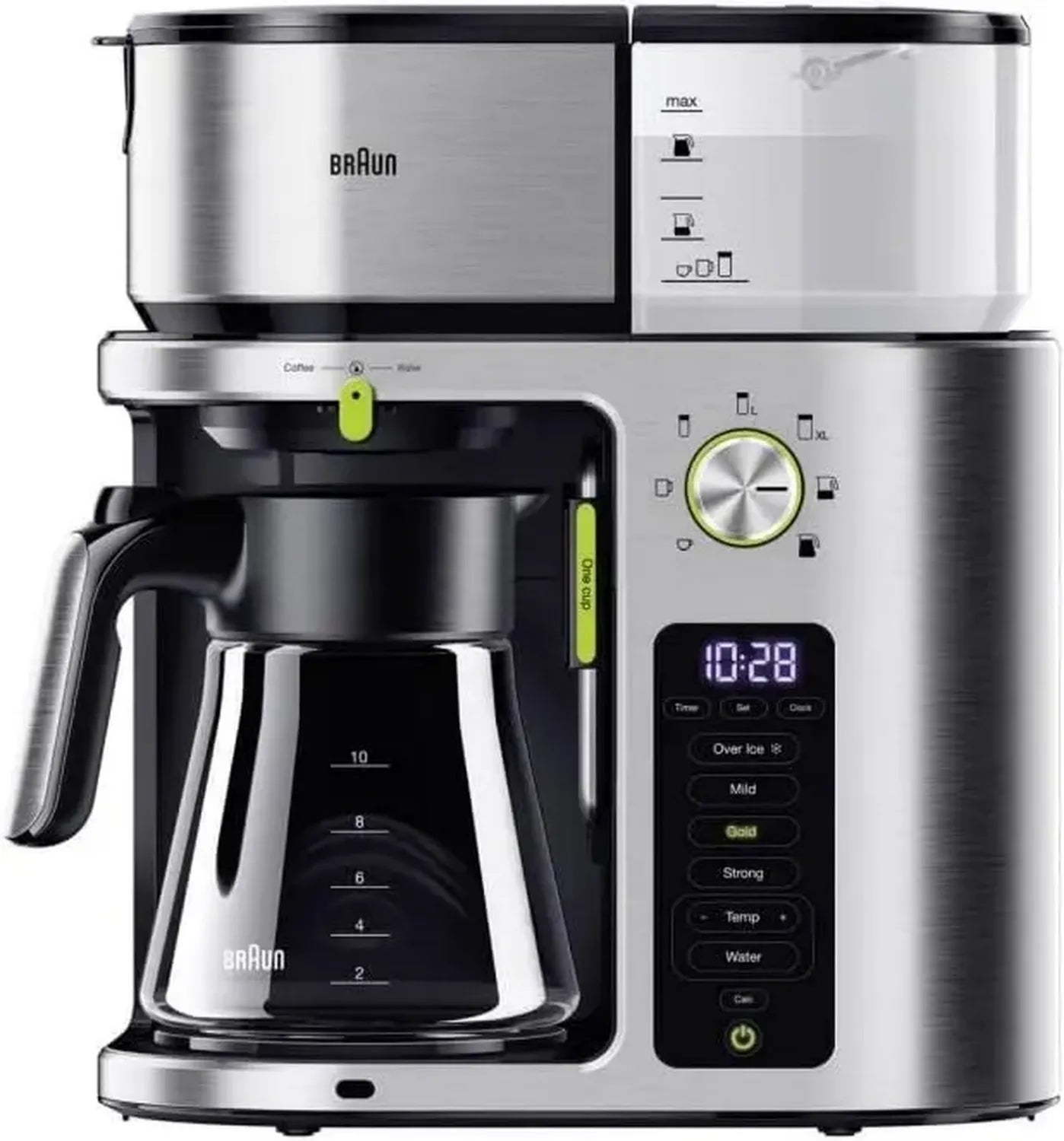Braun MultiServe KF 9170 SI Filterkaffeemaschine mit 7 Portionsgrößen, Teefunktion und Touch-Display, 10 Tassen Kapazität, 1750 Watt, Edelstahl