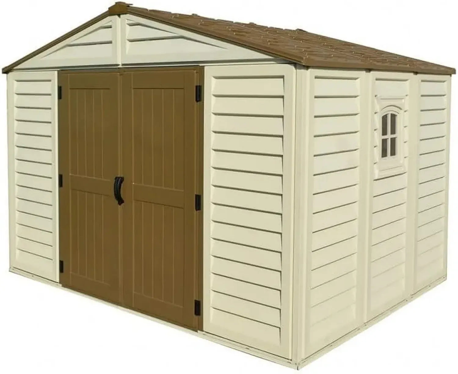 Haltbares PVC-Gartenhaus WoodBrige Plus, 325 x 240 cm, Beige/Braun