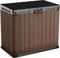 KETER Garten-Mülltonnenbox Darwin 1150L, wetterfest, abschließbar, Holzoptik, für 2x 240L Tonnen, braun
