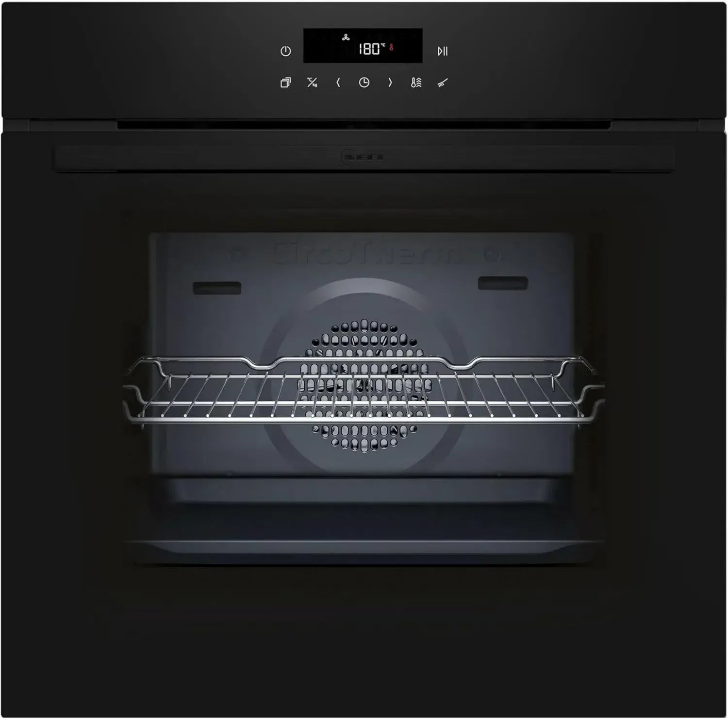 NEFF N30 Einbau-Backofen 60x60 cm, 3D-Heißluft, CircoTherm, Air Fry, Automatikprogramme, Pyrolyse, Easy Clean, Kindersicherung, LED Touch-Bedienung, Schwarz