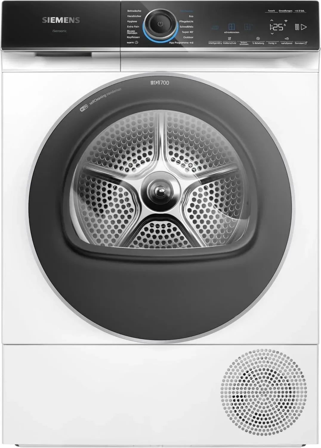 Siemens iQ700 Wäschetrockner 9 kg, leise & energiesparend, varioSpeed & Knitterschutz, Home Connect kompatibel, Selbstreinigend, Weiß