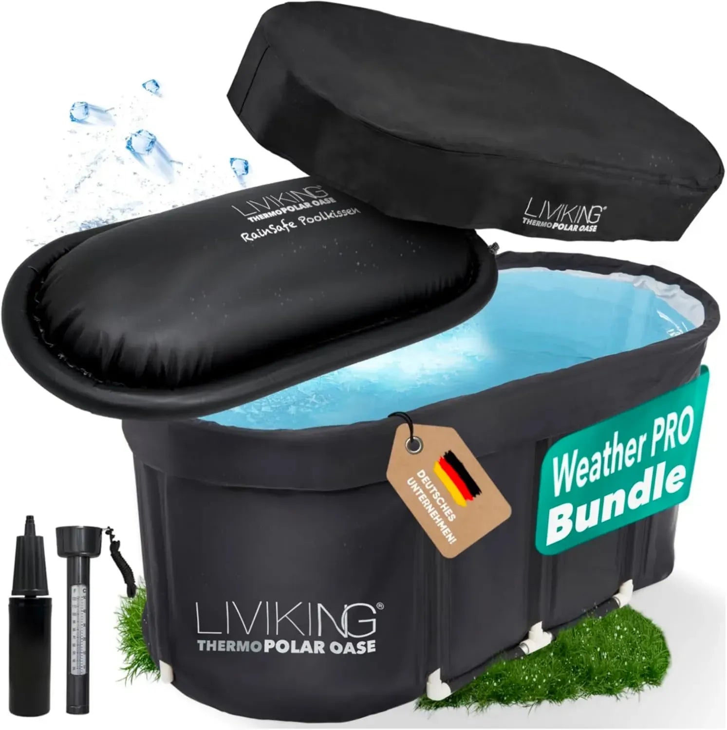 Faltbare Badewanne für Erwachsene 120 cm - Komfortset für Eisbaden