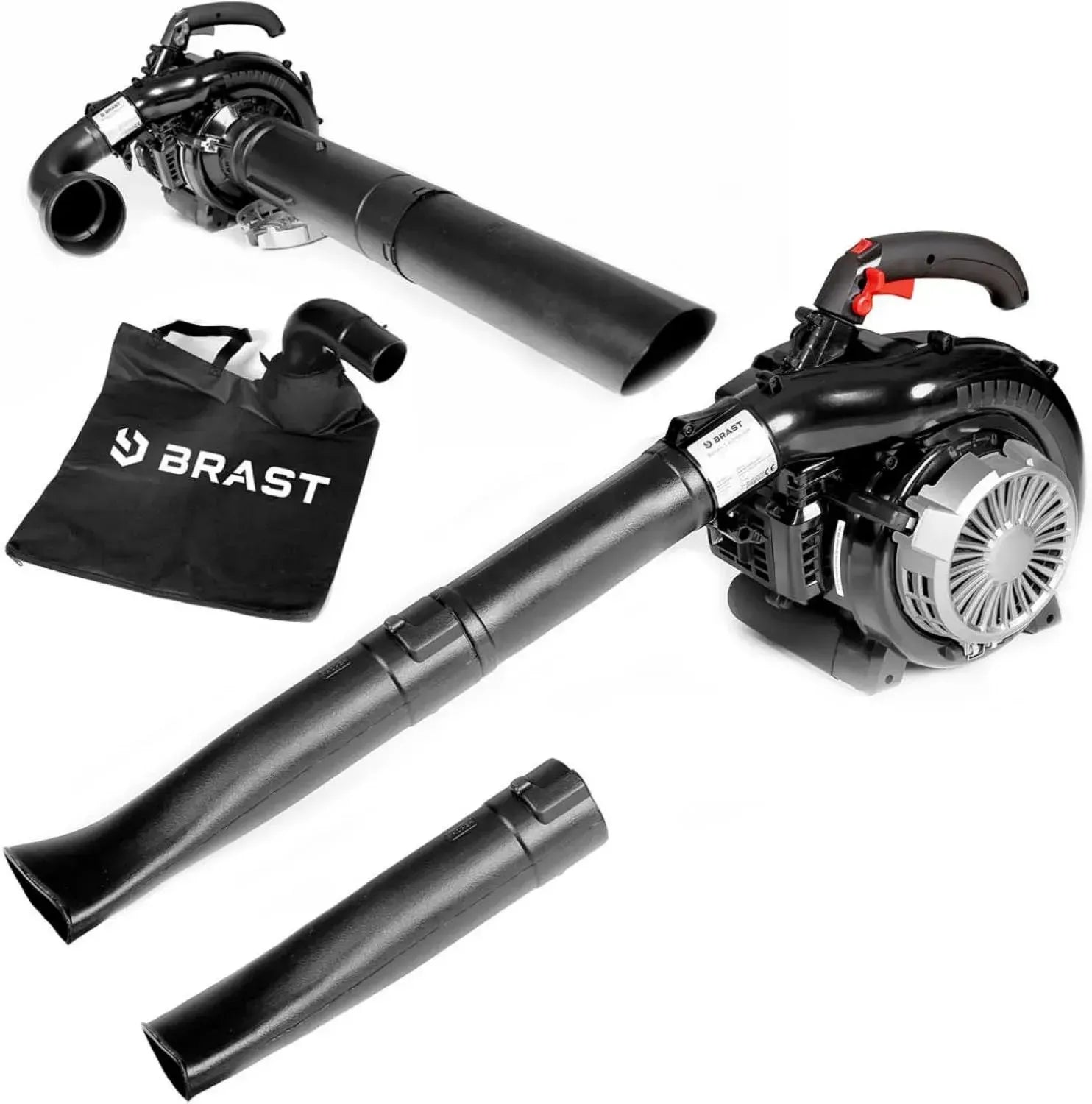BRAST Benzin-Laubsauger, 1,0 kW, 4-in-1 mit 55L Fangsack und Anti-Vibrationsgriff