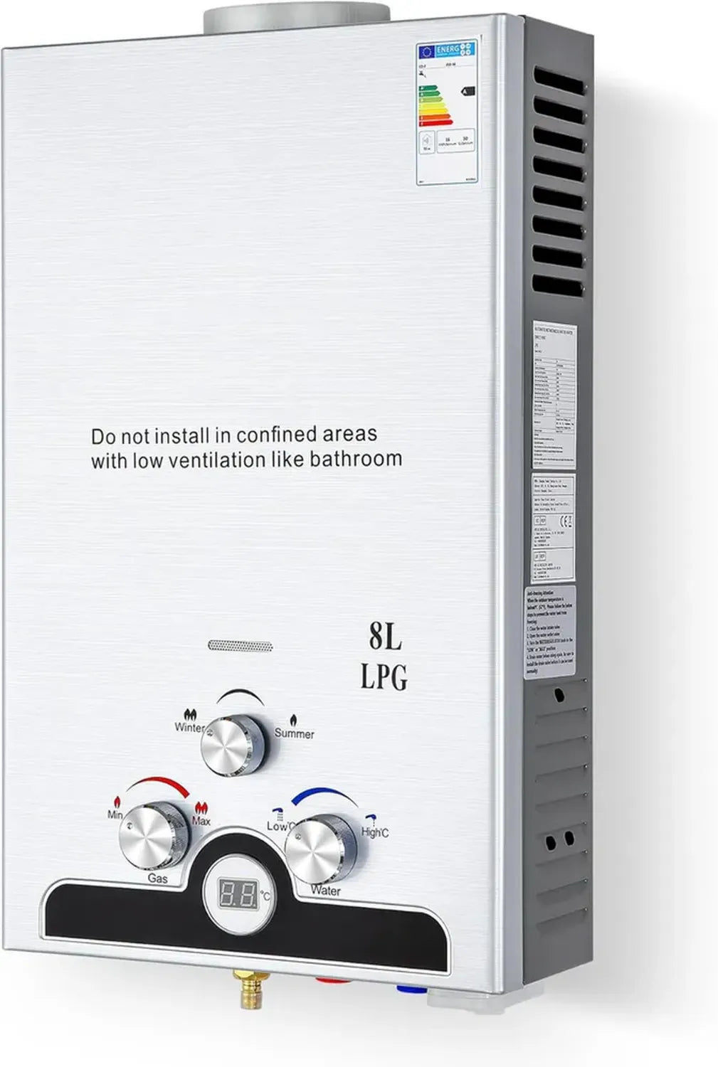 Tragbarer 8L Gas-Durchlauferhitzer, LPG, energiesparend, 13,6 kW